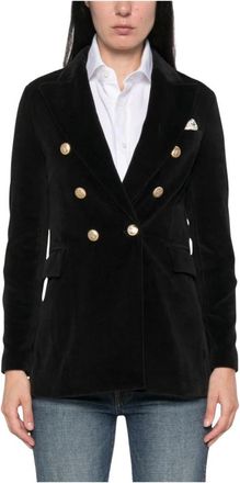 Circolo 1901 Dubbelrijige fluwelen blazer - Dames - Blazers - Zwart - 2XS - Katoen - Jassen