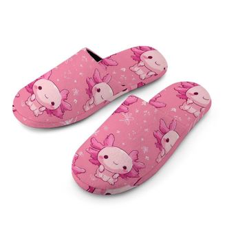 Generic Cute Axolotl Chibi Mens House Slippers Slip Indoor Slipper On Shoes Warm Outdoor
