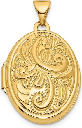 Diamond2Deal 14k Yellow Gold Reversible Swirl Design 21mm Oval Locket Pendant