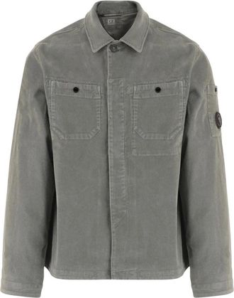 C.P. Company Stretch Corduroy Shirt - Heren - Zomerjassen - Grijs - L - Katoen - Jassen