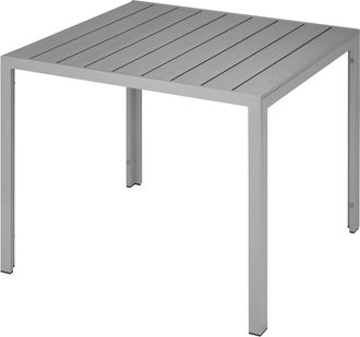 TecTake Mesa de jard&iacute;n, aluminio, patas ajustables, 90 x 90 x 74,5 cm, plata