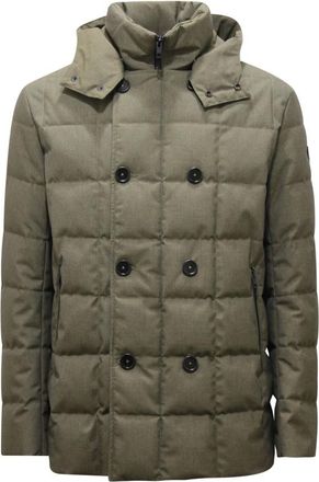 Fay Jassen, Heren, Groen, L, Polyester, Italiaanse donsjas met afneembare capuchon