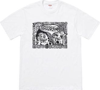 SUPREME FW18 Faces Tee white Abstract Human Face Short Sleeve Unisex SUP-FW18-469