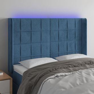 vidaXL Cabecero Con Led De Terciopelo Azul Oscuro 147x16x118/128 Cm Vidaxl