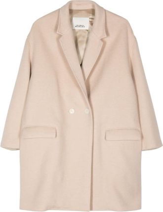 Isabel Marant Efegozi double-breasted coat - women - Virgin Wool/Recycled Cashmere/Wool/Silk/Viscose/Cotton - 40 - Neutrals