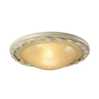 Netlighting Olivia 1 Light Flush Ceiling Light Gold Ivory E27 in White