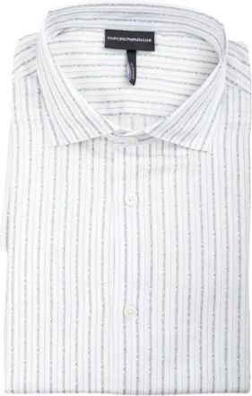 Emporio Armani Shirt met all-over logoprint - Heren - Zakelijke Overhemden - Wit - M - Katoen - Overhemden