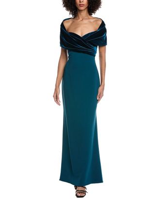 Badgley Mischka Crepe Column Gown