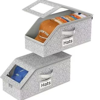 OEM Organizador De Gorras De B&eacute;isbol, Caja Transparente Apilable Y Plegable Para 12 Gorras, Organizador De Armario A Prueba De Polvo, Juego De 2 Piezas, G