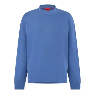 HUGO BOSS Hugo Heren Tonaal Logo Katoenen Jersey Relaxed Fit Casual Sweatshirt (Medium Blauw)