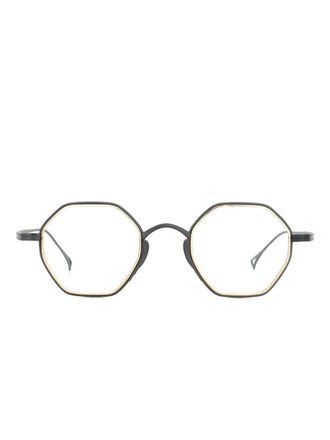 Kame ManNen Kmn 1232 zonnebril met geometrisch montuur - Zwart