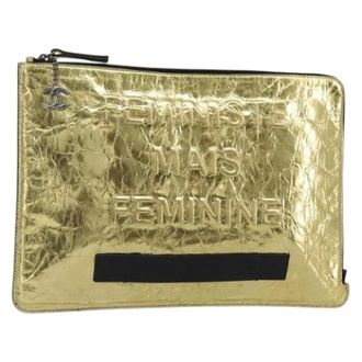 Chanel Pre-owned Vintage Clutch Bag - Dames - Pre-owned - Geel - Maat: ONE Size Leer