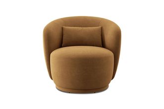 Castlery Avery Swivel Armchair Customized, (Performance Fleece) Caramel, Spill-Resistant, 360-&deg; Swivel for Castlery Chairs, Brown, Comfortable, Swiveling Base