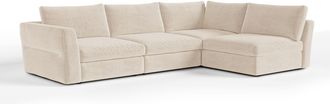 Sia Home Sof&aacute; esquinero derecho modular 5-6 plazas tejido tramado suave beige