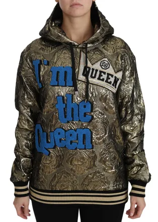 Dolce & Gabbana Im The Queen Jaquard Gold Sweatshirt Womens Hoodie