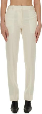 Jil Sander Straight Leg Wool Broeken - Dames - Slim Fit Broeken - Beige - S - Wol - Broeken