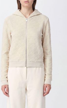 Off-white Felpa con cappuccio e zip in cotone con logo embossed