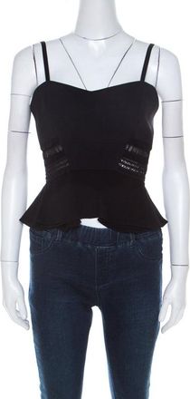 Jonathan Simkhai Jonathan Simkhai Black Crepe And Bonded Lace Peplum Cropped Top