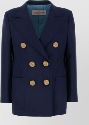 Valentino Garavani double-breasted wool blazer gold buttons