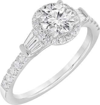 Grown Brilliance 1.25 Carat 14K White Gold Round Cut Lab Grown Diamond Halo Engagement Ring for Women- Color/Clarity-G+VS