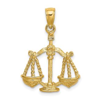 Diamond2Deal 14k Yellow Gold Large Libra Zodiac Charm