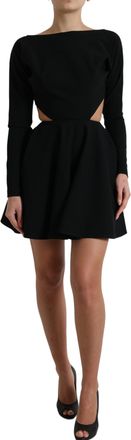 Dolce & Gabbana Womens Cutout Mini Dress Long Sleeves Skater Style - Black viscose - Size EU 40 (Womens)
