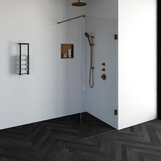 Marcel Breuer Void inloopdouche helder glas 80x200 incl. glascoating PVD koper geborsteld