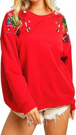 Bibi Sequin Christmas Balls Embroidered Sweatshirt