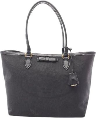 Prada Pre-owned Tote Bags, female, Black, Size: ONE SIZE Pre-owned Logo Jacquard Tote Bag