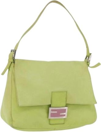 Fendi Pre-owned Leather Shoulder Bag - Dames - Vintage Schoudertas - Groen - ONE Size - Leer - Vintage