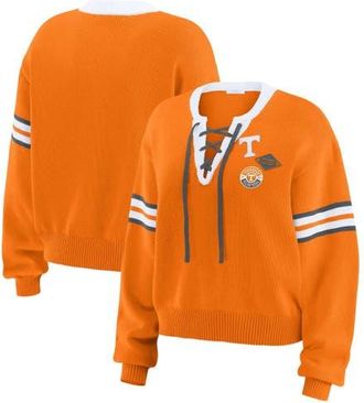 WEAR by Erin Andrews Womens WEAR by Erin Andrews Tennessee Orange Tennessee Volunteers Lace-Up Pullover Sweater at Nordstrom, Size Xx-Large