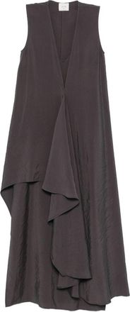 Alysi Womens V-Neck Sleeveless Ruffle Detail Long Dress
