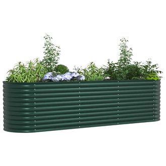 Berkfield Home Garden Raised Bed Green 320x80x81 cm Galvanized Steel | Size: 320 x 80 x 81 cm