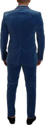 Dolce & Gabbana Mens Blue Sicilia Velvet Slim Fit 2 Piece Suit Cotton