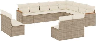 vidaXL Set De Sof&aacute;s De Jard&iacute;n 12 Pzas Y Cojines Rat&aacute;n Sint&eacute;tico Marr&oacute;n Vidaxl