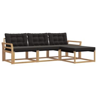 vidaXL Conjunto De Sof&aacute;s De Exterior Con Coj&iacute;n 4 Pcs Blanco Y Negro Vidaxl