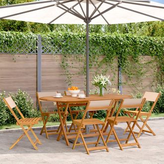 vidaXL Vidaxl - Sillas De Jard&iacute;n Plegables 4 Uds Madera Maciza Y Tela Beige