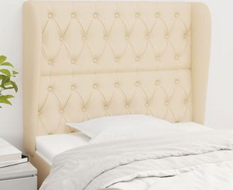 vidaXL Cabecero Con Orejas De Tela Color Crema 93x23x118/128 Cm Vidaxl