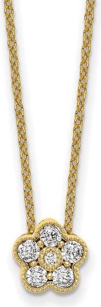 Diamond2Deal 14k Gold 1/4 Ct Lab Grown Diamond Floral Pendant Necklace 18 Clarity VS, Color D-E