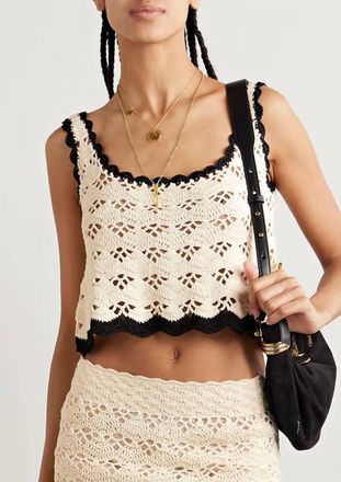 Zimmermann Rhiannon Crochet Tank In Cream/black