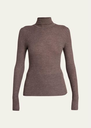 Gabriela Hearst Peppe Turtleneck Cashmere Rib Top
