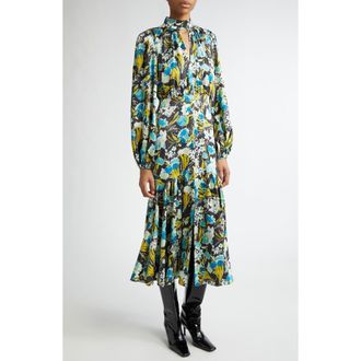 Cinq &agrave; Sept Molly Tossed Floral Long Sleeve Dress in Obsidian Multi at Nordstrom Rack, Size 4
