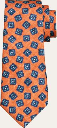 Kiton Mens Square Medallion Silk Tie
