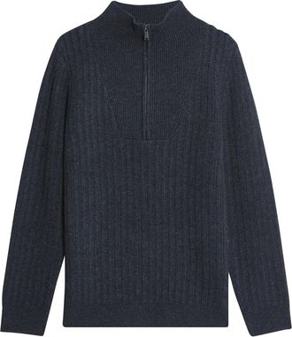 Lyle & Scott Truien & Vesten, Heren, Blauw, XL, Mid Knits Geribbelde Half-Zip Trui
