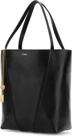 Chlo&eacute; Womens Black Leather Spin Shopping Bag Borse A Mano