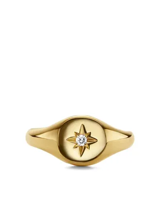 David Yurman Anello Cable Collectibles Starset da mignolo in oro giallo 18kt con diamanti (7mm)