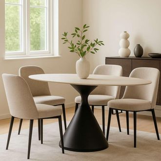 Dmora Mesa Fija Baleha, 4 Plazas, Forma Ovalada, Estructura Tono Roble, 180x90x73h Cm Marr&oacute;n Roble