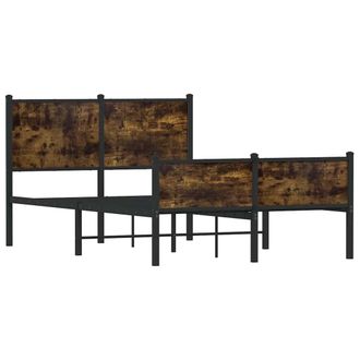 vidaXL Estructura De Cama Sin Colch&oacute;n Metal Roble Ahumado 120x200 Cm Vidaxl