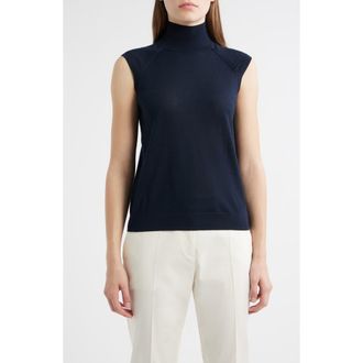 BOSS Fipini Turtleneck Sleeveless Virgin Wool Sweater in Sky Captain at Nordstrom Rack, Size Large