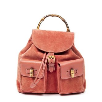 Gucci Pre-owned Womens Large Bamboo Backpack - Red - One Size